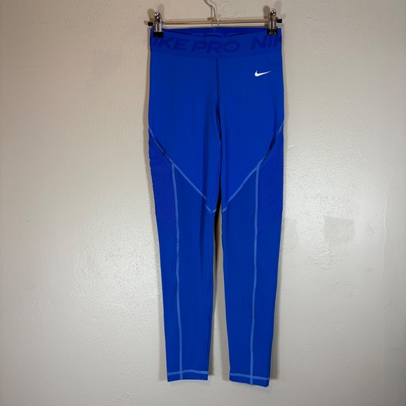 Nike Pants - Nike Pro Dri-FIT Womens Royal Blue Mesh Panel Athletic Leggings XS Tights
